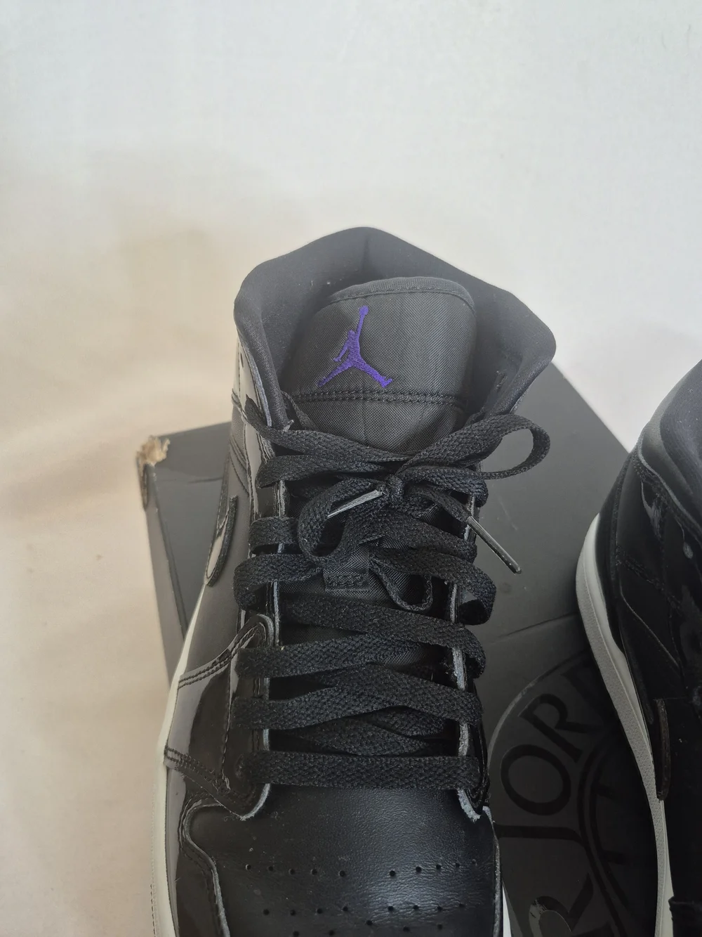 Air Jordan 1 Mid  Sneakers with White Midsole and Subtle Purple Accent